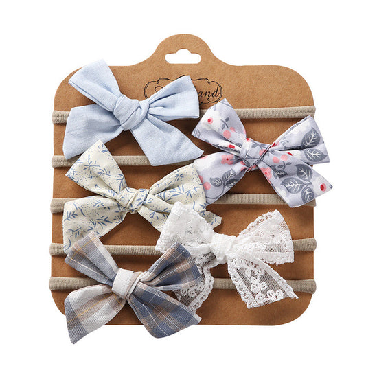Baby Girl Floral Print Bows Headband Accessories